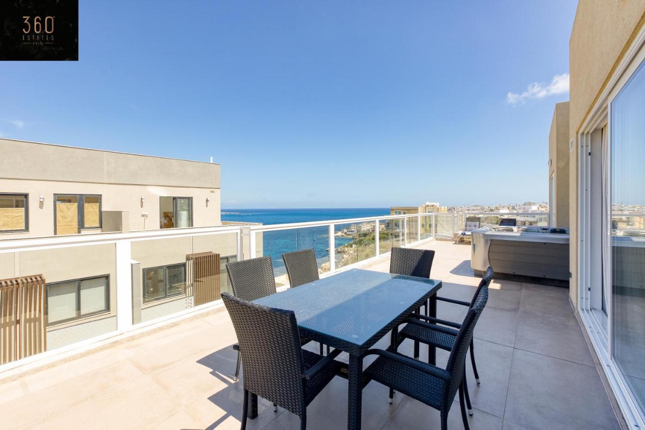 圣保罗湾城Lux Sea Front Penthouse With Breathtaking Views In St Pauls By 360 Estates公寓 外观 照片
